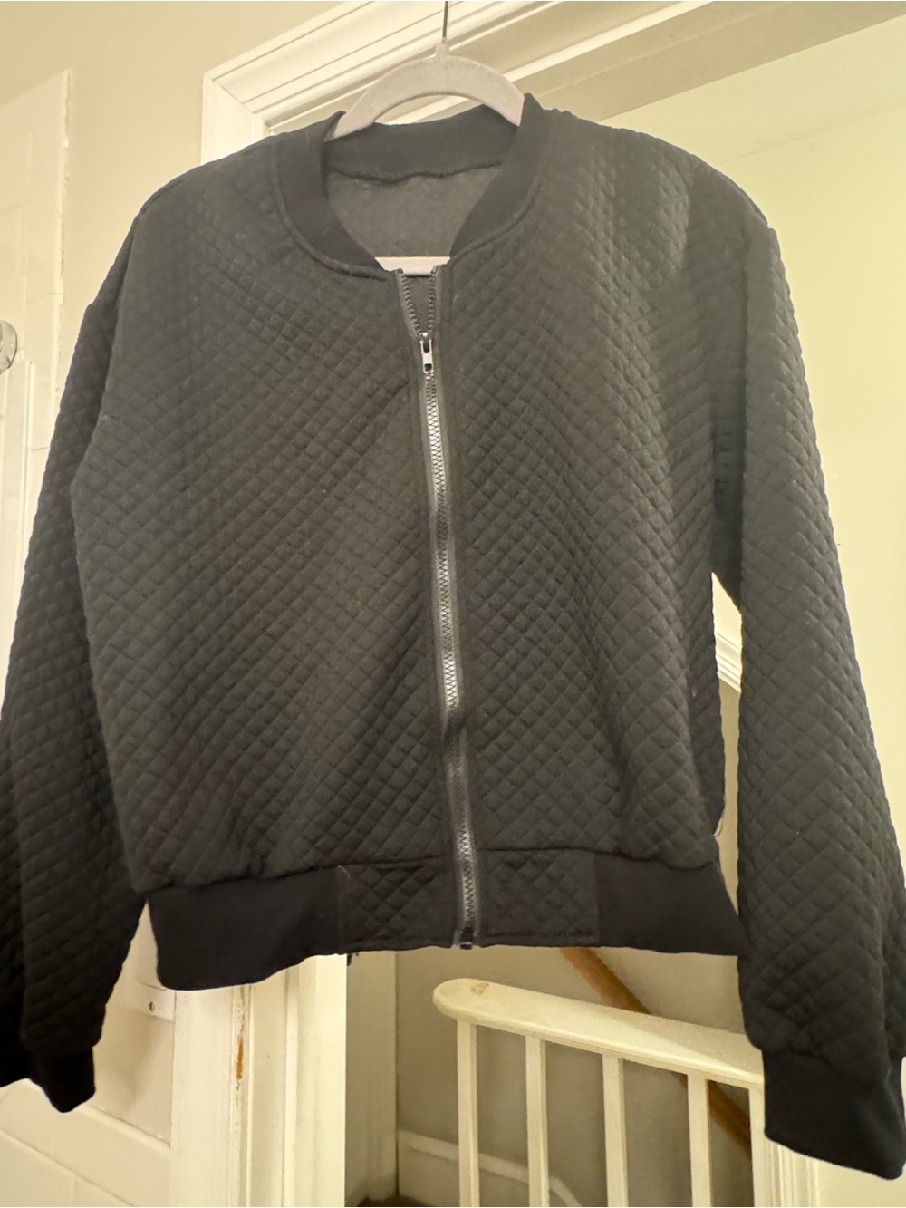 SHEIN Black Quilted Bomber Jacket